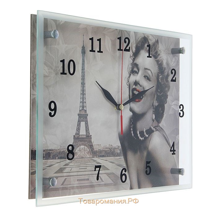Часы настенные, серия: Город, "Мэрилин Монро в Париже", 25х35 см
