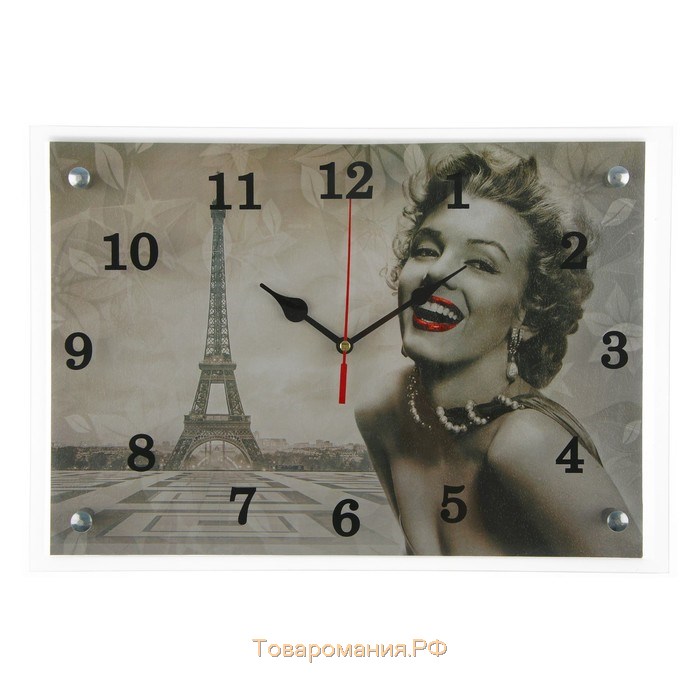 Часы настенные, серия: Город, "Мэрилин Монро в Париже", 25х35 см
