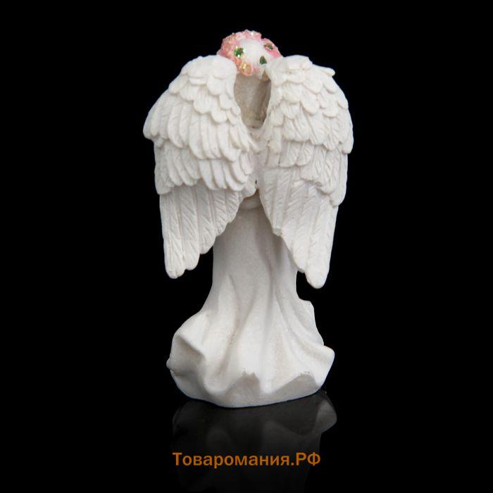 Сувенир полистоун "Ангел-девушка в розовом венке - благодарность" МИКС 3,8х6х3 см