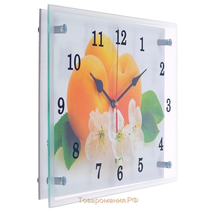Часы-картина настенные, серия: Кухня, "Абрикосы с цветами", 25х35  см