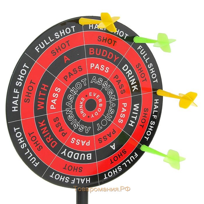 Игра "Пьяный дартс", мишень d-20 см, 4 стопки, 4 дротика, 41.5 х 19 х 20 см