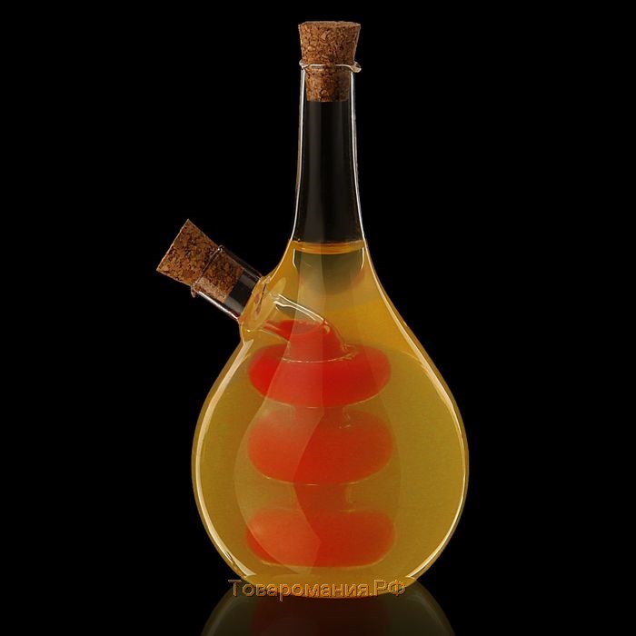 Бутыль стеклянная для соусов и масла 2 в 1 «Фьюжн. Спираль», 450/50 мл, 11,5×9×17,5 см