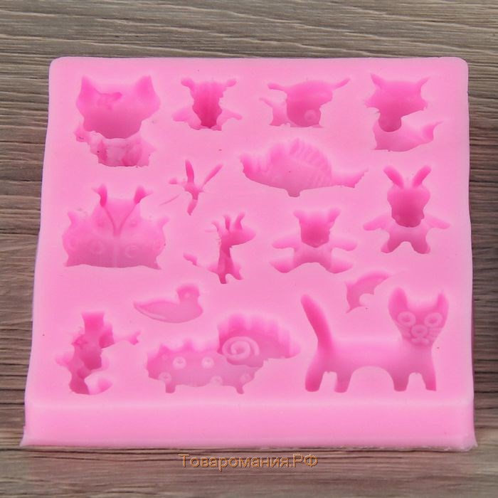 Молд «Зверята», 9,5×7,5×1 см, цвет розовый
