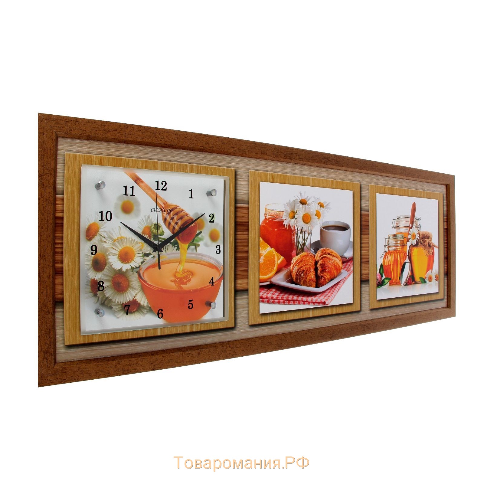Часы-картина настенные, серия: Кухня, "Медовая фантазия", 35 х 100 см