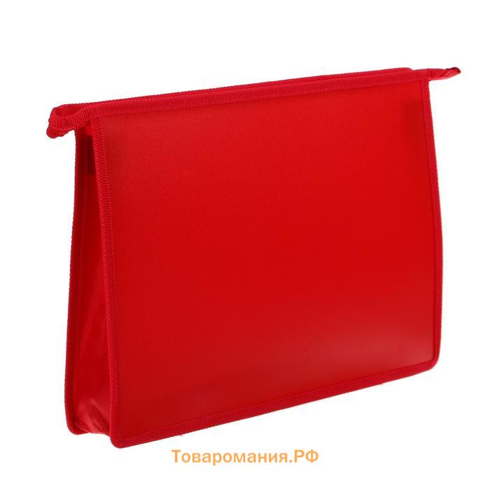 Папка пластиковая А4, 325 х 230 х 55 мм, молния сверху, Calligrata "Офис", ПМ-А4-02, 0.5 мм, цветная, текстура "песок", красная