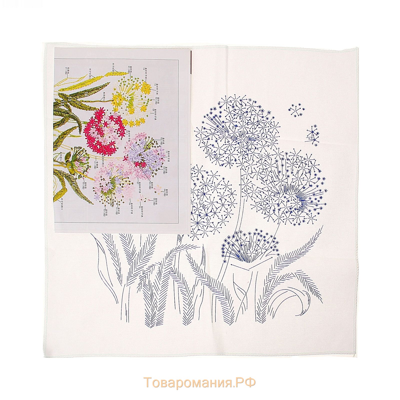 Набор для вышивания лентами «Цветы» размер основы: 50×50 см