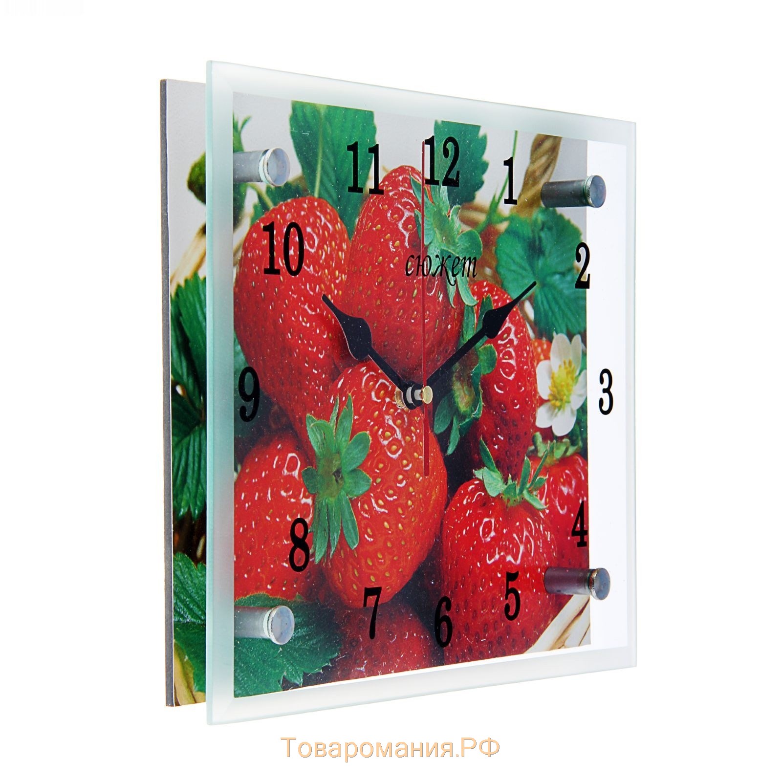 Часы-картина настенные, серия: Кухня, "Клубника", 20х25  см