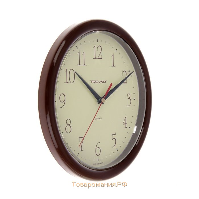 Часы настенные, серия: Классика, d-24 см, коричневый обод
