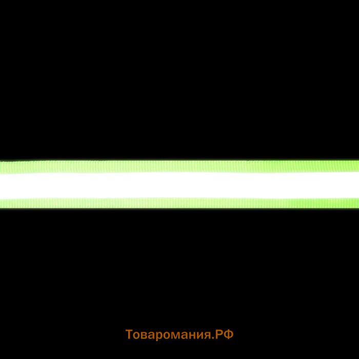 Светоотражающая лента-стропа, 20 мм, 5±1 м, салатовая