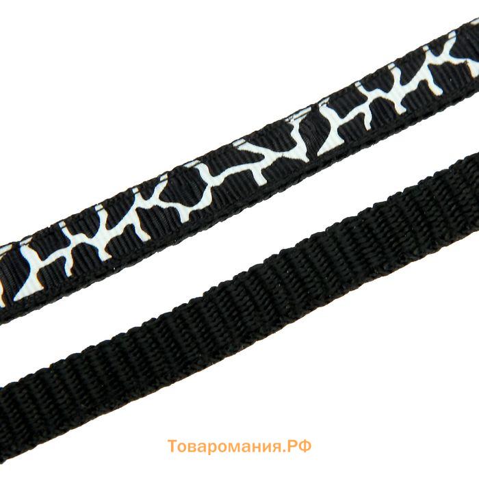 Комплект прошитый "Жираф", ширина 1 см, поводок 120 см, шлейка 23-35 см, чёрно-белый