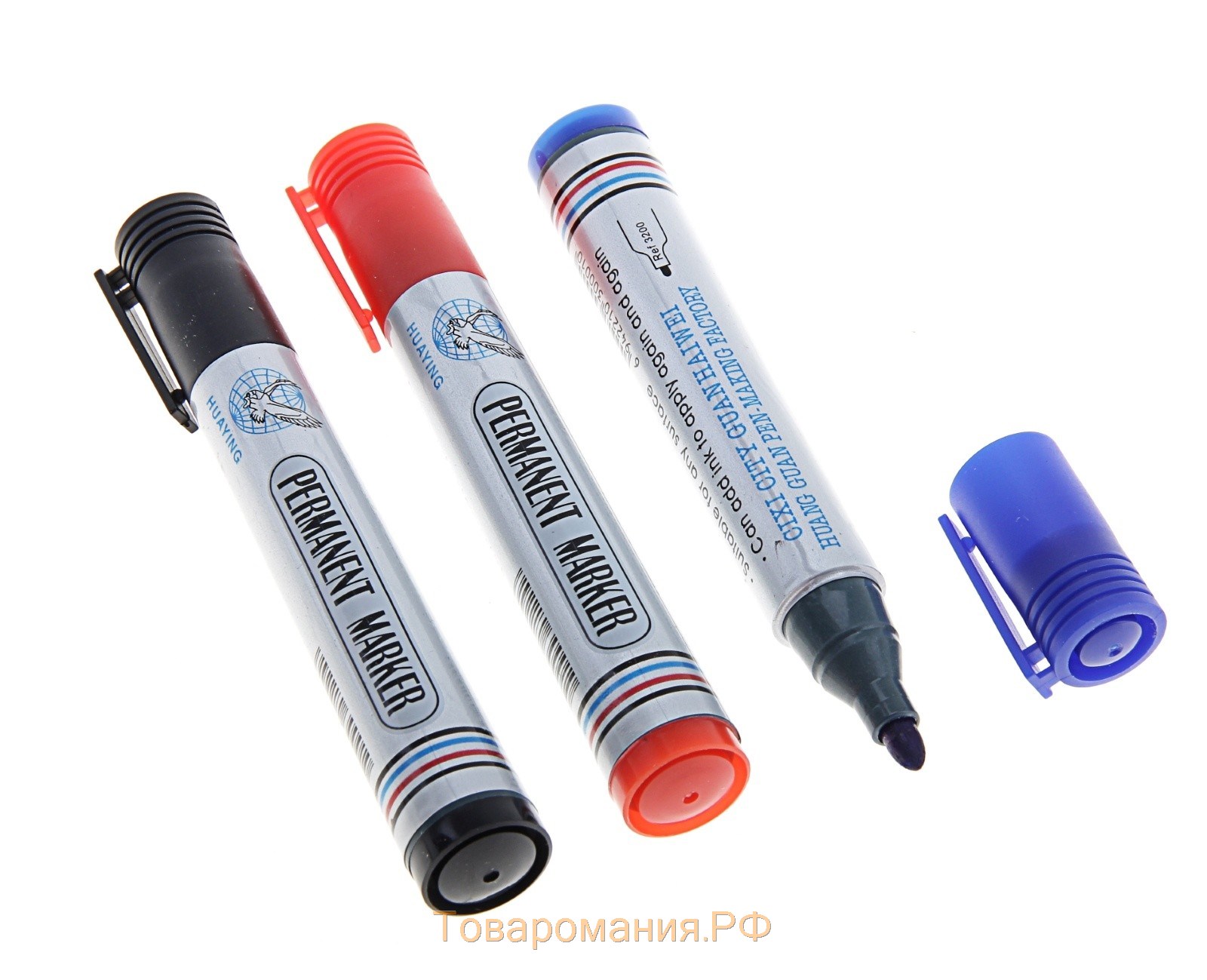 Набор перманентных маркеров, 3 цвета: синий, красный, чёрный, наконечник круглый 4 мм, на блистере