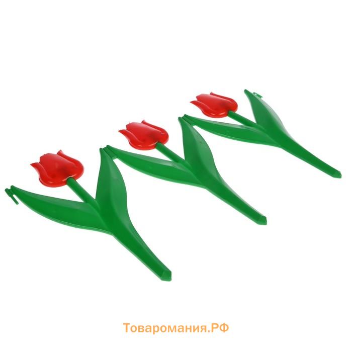 Ограждение декоративное, 30×225 см, 5 секций, пластик, красный цветок, «Тюльпан»