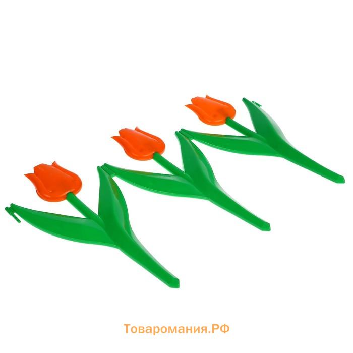 Ограждение декоративное, 30×225 см, 5 секций, пластик, оранжевый цветок, «Тюльпан»