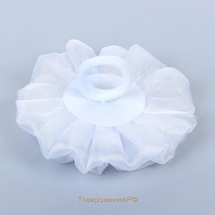 Резинка для волос бант "Школьница" волна цветок, d-10 см, белый