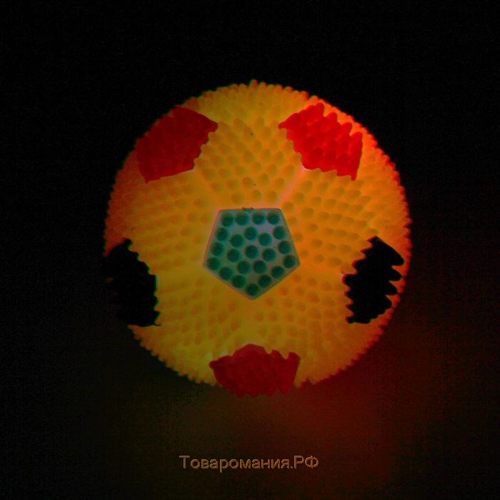 Мячик светящийся для собак "Футбол", TPR, 6,5 см, микс цветов