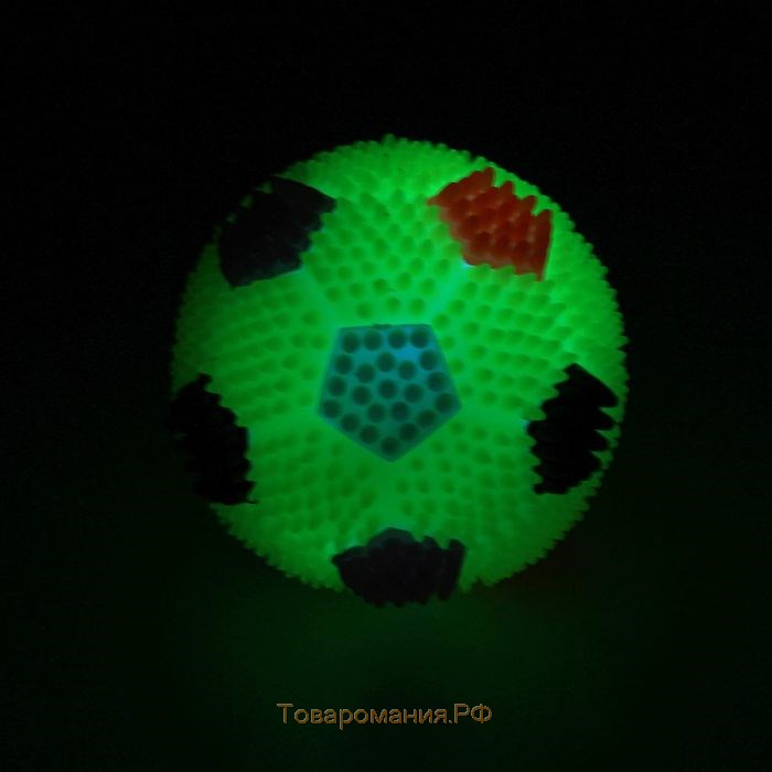 Мячик светящийся для собак "Футбол", TPR, 6,5 см, микс цветов