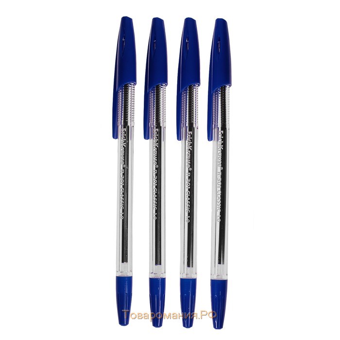 Набор ручек шариковых 4 штуки ErichKrause R-301, узел 1.0 мм, чернила синие, длина линии письма 2000 метров, европодвес
