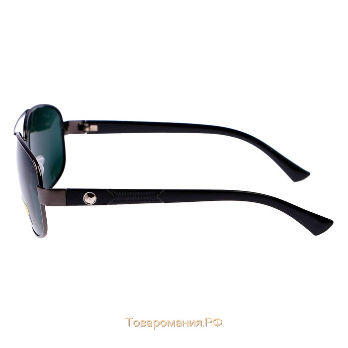 Очки солнцезащитные "Авиаторы", оправа чёрная, линзы чёрно-зелёные, поляризационные
