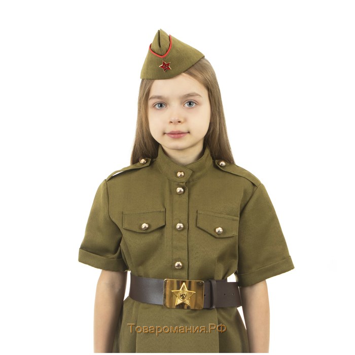 Карнавальный костюм военного: платье с коротким рукавом, пилотка, р-р 38, рост 146-152 см
