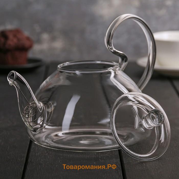 Чайник стеклянный заварочный с металлическим ситом «Элегия», 600 мл
