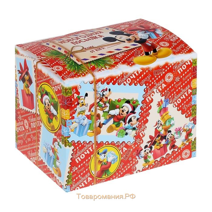 Коробка подарочная "Новогодняя посылка "Микки Маус и друзья, 20 х 15 х14 см