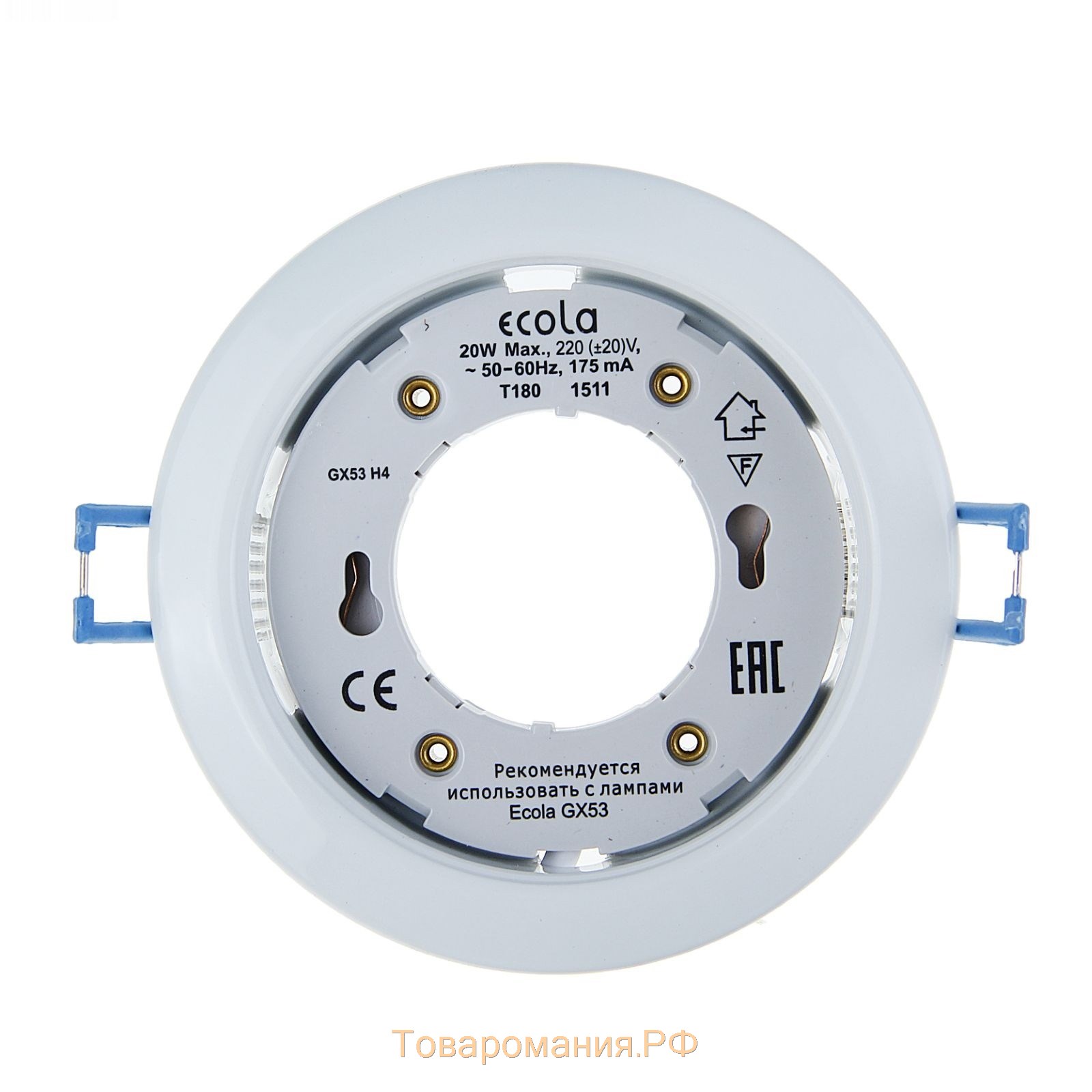 Ecola gx53 h4 Downlight without Reflector_White (светильник) 38x106