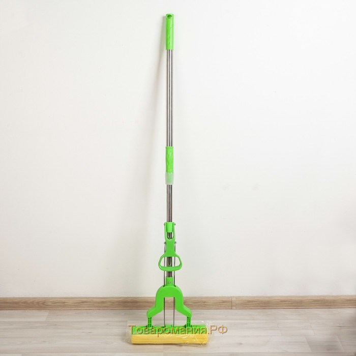Швабра для мытья пола со складным отжимом, насадка 27×6 см, телескопическая ручка 96-120 см, цвет МИКС