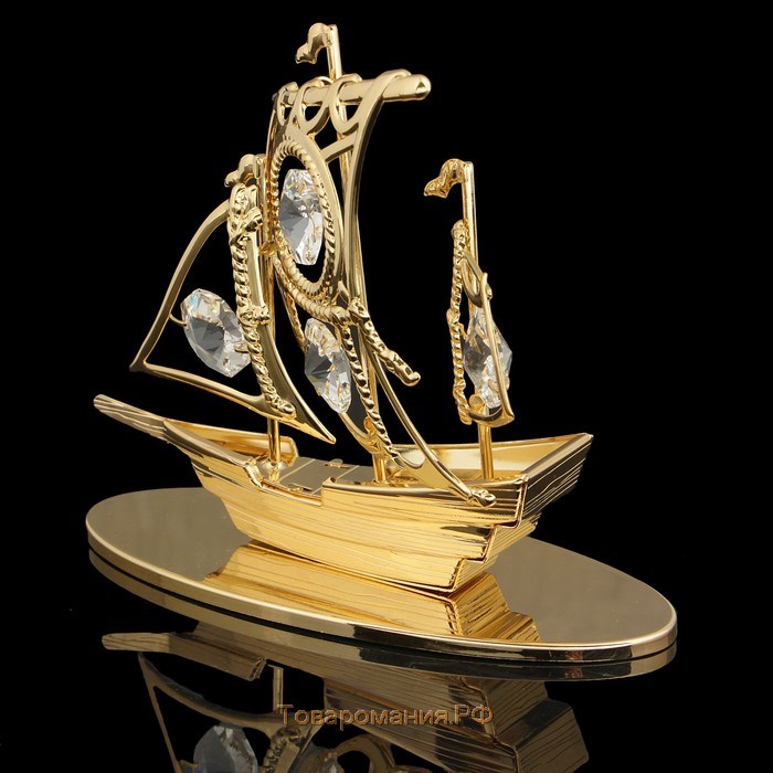 Сувенир «Корабль»,4,5×10×9 см, с кристаллами