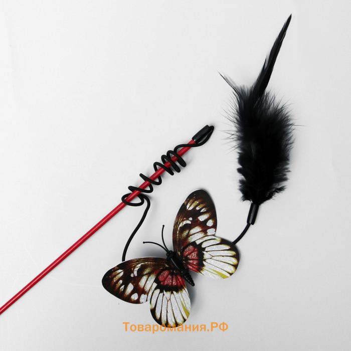 Дразнилка "Бабочка" с перьями, микс цветов