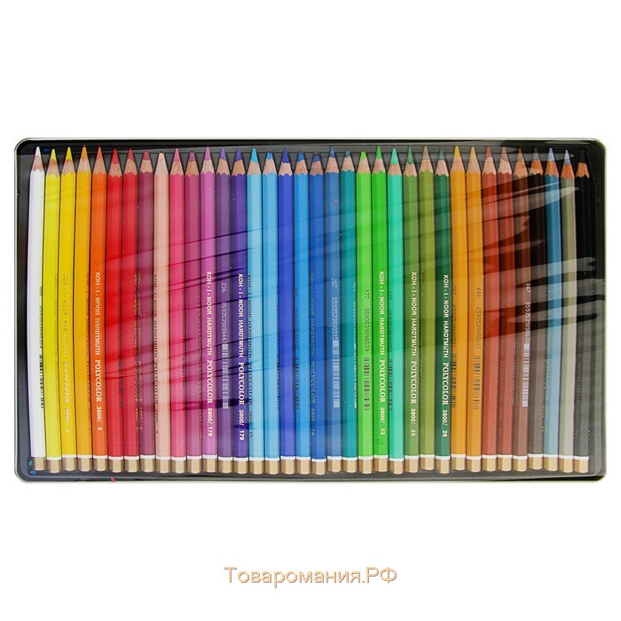 Карандаши художественные 36 цветов, Koh-I-Noor 3825 PolyColor, мягкие, в металлическом пенале