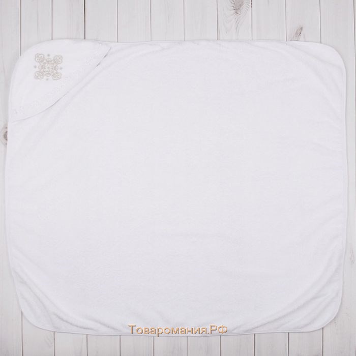 Полотенце-уголок для крещения с вышивкой, размер 100х100 см, цвет белый К40/1