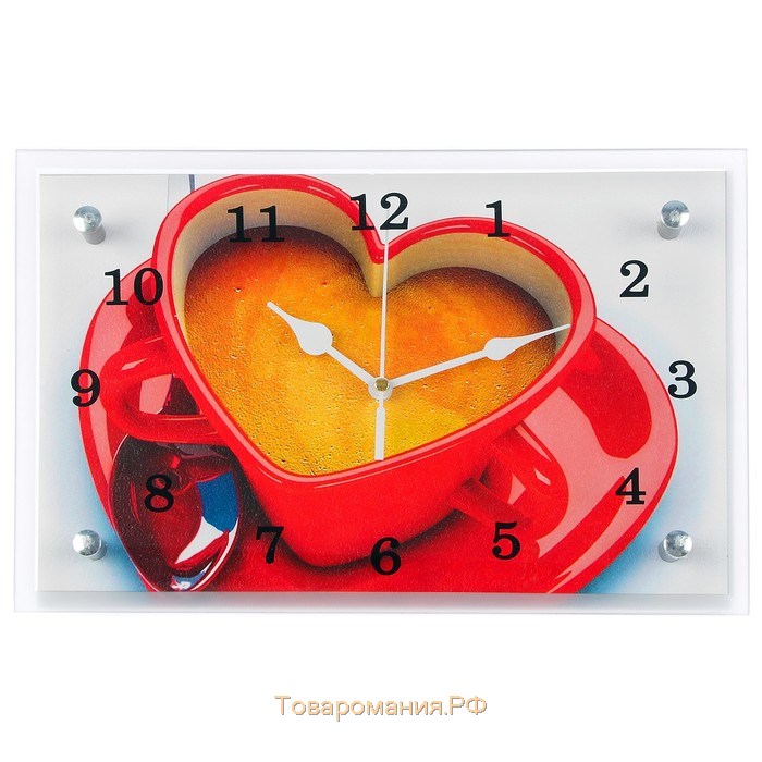 Часы-картина настенные, серия: Кухня, "Чашка кофе сердце", 20х30 см