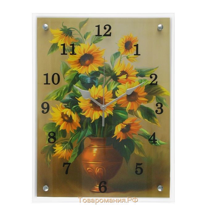 Часы настенные, серия: Цветы, "Желтые цветы в вазе", 30х40 см