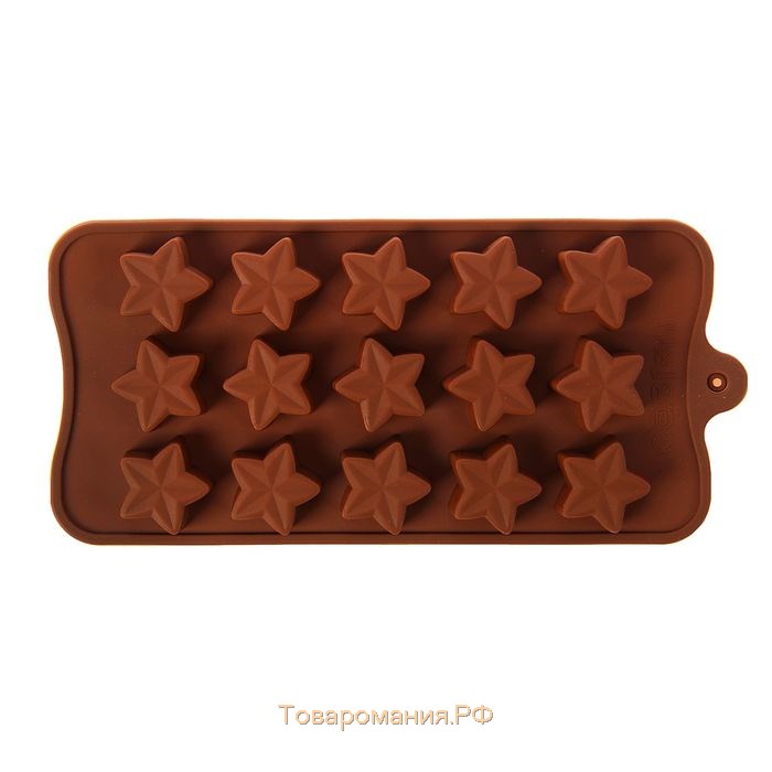 Форма для шоколада «Звездочёт», силикон, 20,5×10,5×1,5 см, 15 ячеек, цвет коричневый