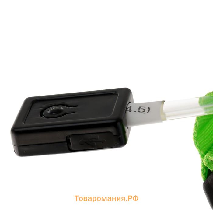 Ошейник с подсветкой, зарядка от USB, размер L, ОШ 41-52 см, 3 режима, зелёный