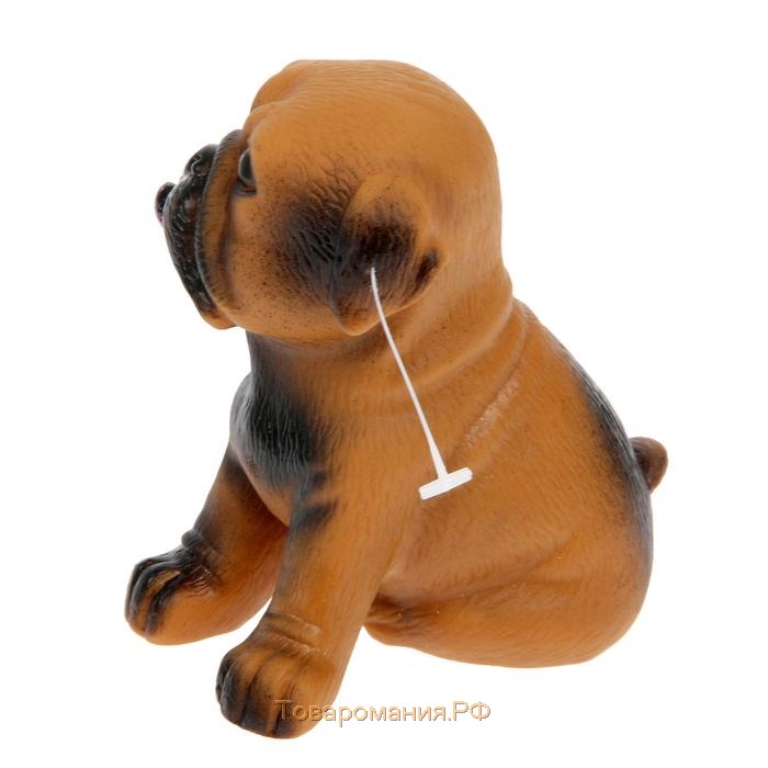 Игрушка пищащая "Маленький друг" для собак, бульдог, 9 см, тёмно-коричневая