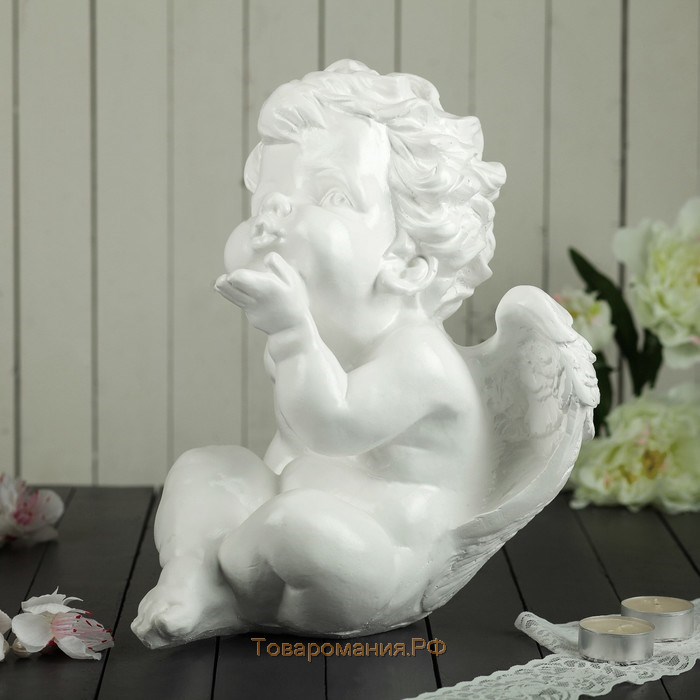 Статуэтка "Ангел сидит", белая, гипс, 30 см