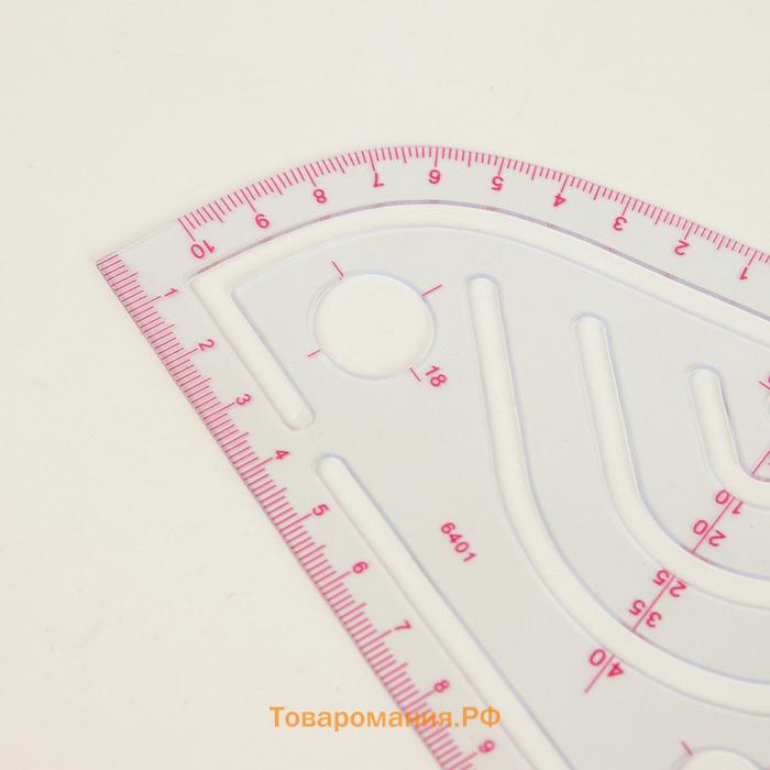 Лекало портновское метрическое «Капля», 26 × 12,5 см, толщина 0,5 мм, цвет прозрачный