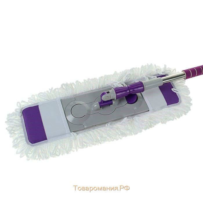 Швабра для мытья пола плоская, насадка из микрофибры 55×14 см, телескопическая стальная ручка 80-128 см, цвет МИКС