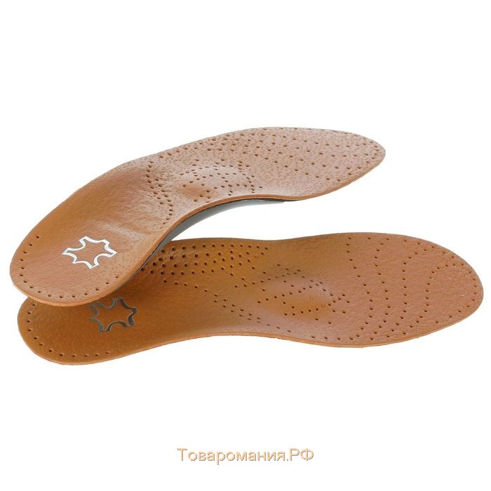 Стельки для обуви, амортизирующие, дышащие, с жёстким супинатором, р-р RU 38 (р-р Пр-ля 38), 25 см, пара, цвет коричневый