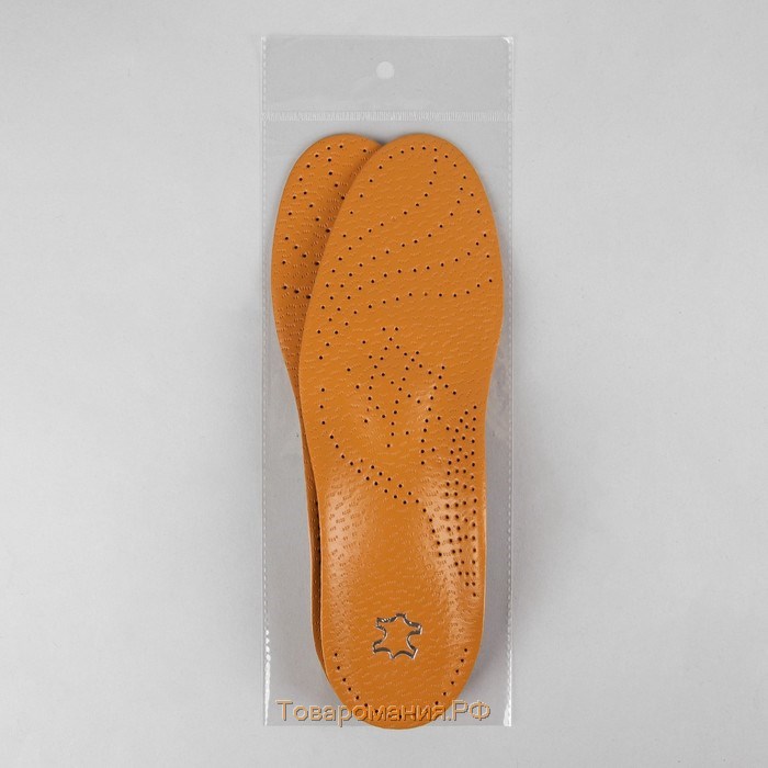 Стельки для обуви, амортизирующие, дышащие, с жёстким супинатором, р-р RU 38 (р-р Пр-ля 38), 25 см, пара, цвет коричневый