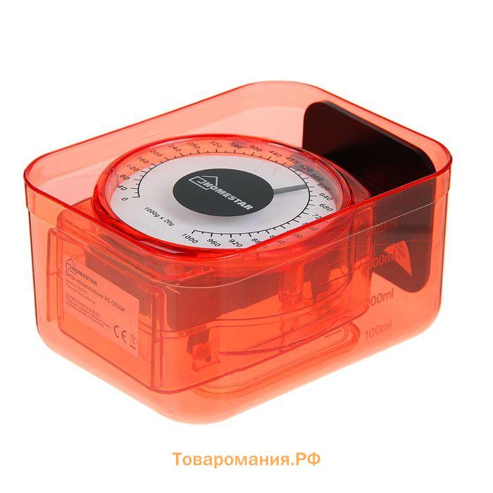 Весы кухонные HOMESTAR HS-3004М, механические, до 1 кг, чаша 0.5 л, красные