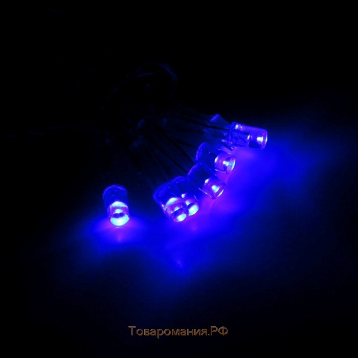 Гирлянда «Бахрома» 3 × 0.6 м, IP44, УМС, прозрачная нить, 160 LED, свечение синее, 220 В