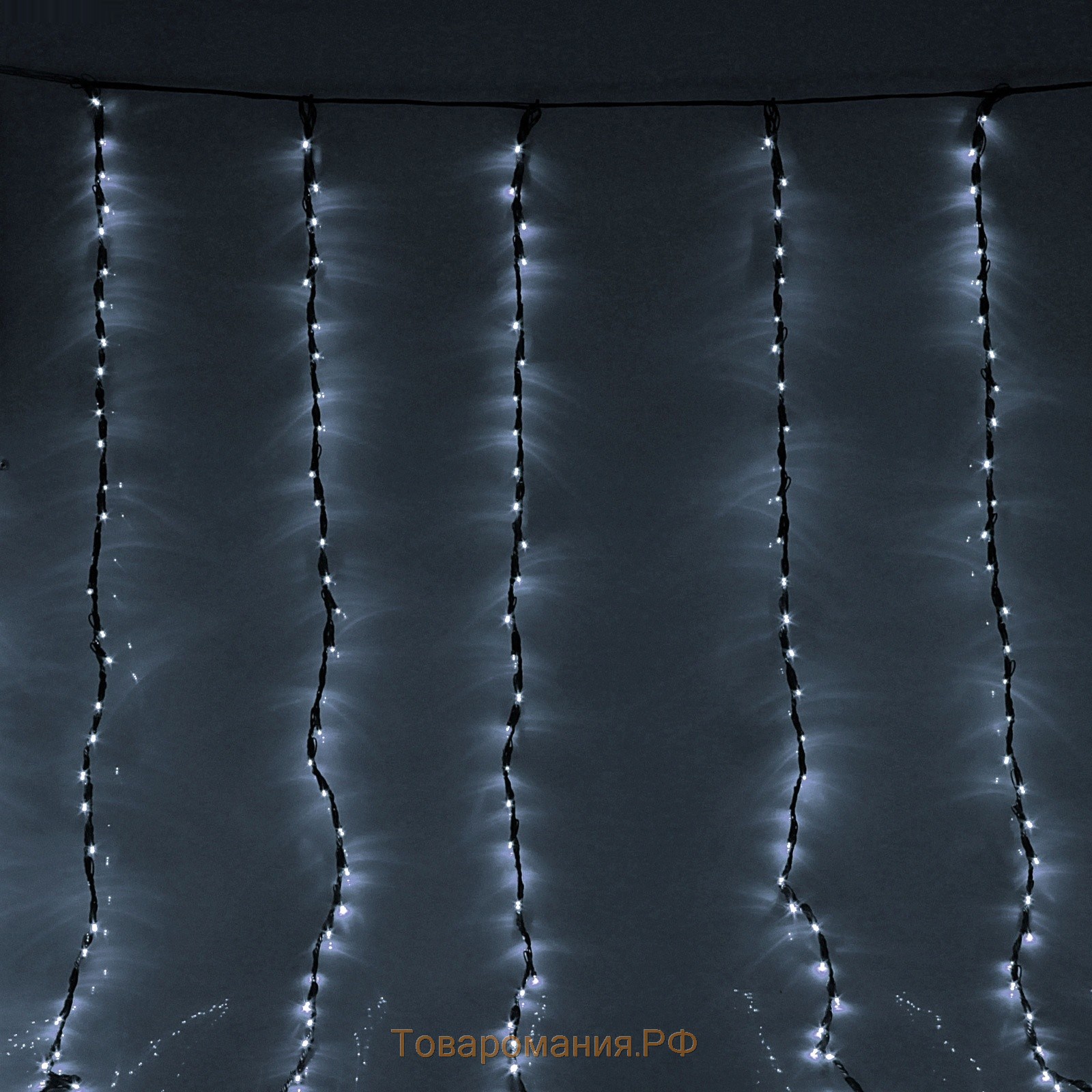 Гирлянда «Водопад» 2 × 3 м, IP44, УМС, тёмная нить, 800 LED, свечение белое, 8 режимов, 220 В