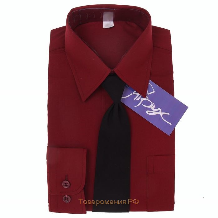 Сорочка для мальчика, нарядная с галстуком, рост 98-104 см (26), цвет бордо  1181