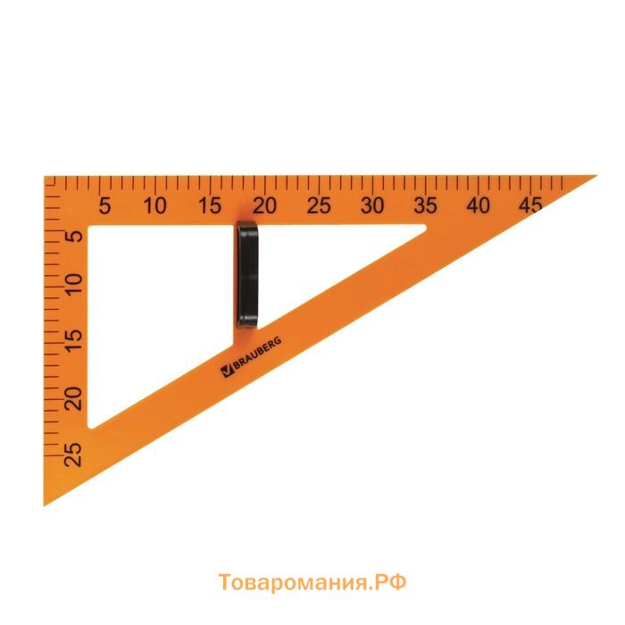 Набор чертежный для классной доски BRAUBERG: 2 треугольника, транспортир, циркуль, линейка 100 см