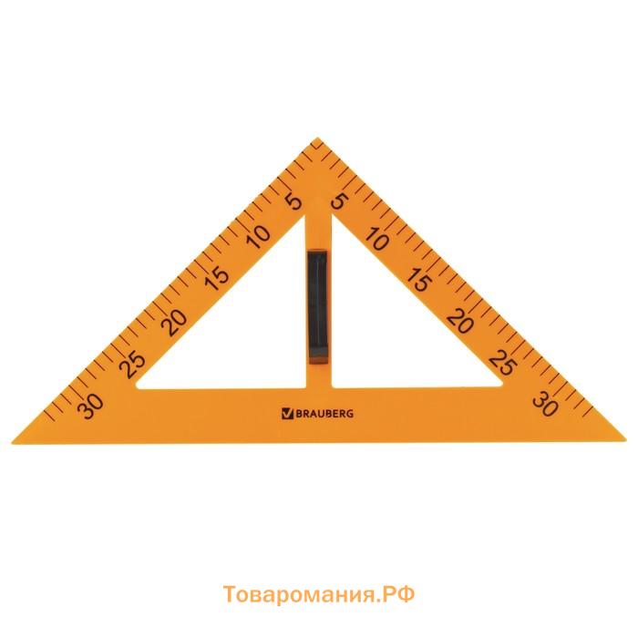 Набор чертежный для классной доски BRAUBERG: 2 треугольника, транспортир, циркуль, линейка 100 см