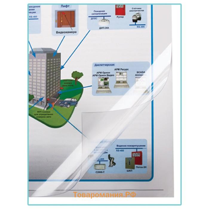 Обложки для переплета A4, 200 мкм, 100 листов, пластиковые, прозрачные бесцветные, BRAUBERG 530829