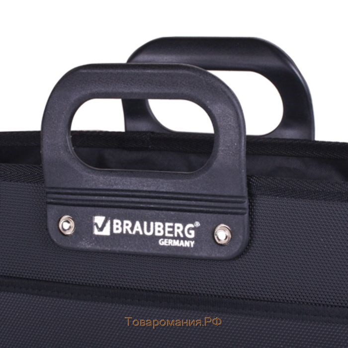 Портфель пластиковый А3 BRAUBERG "Портфолио", 470 х 380 х 130 мм, 3 отделения, на молнии, чёрный