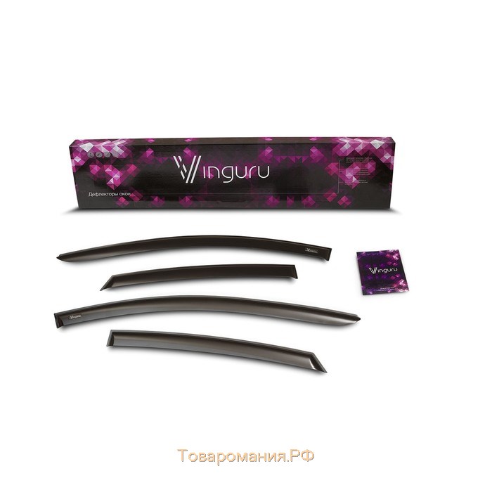 Ветровики Vinguru для Lada Niva 5 dv 1995-2016, накладные, скотч, 4 шт
